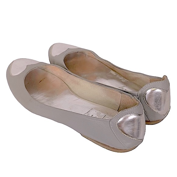 FSNY French Sole Grey Silver Patent Leather Heart Slip On Ballet Flats - Picture 3 of 12